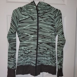 Teal and Grey Striped Bench Hoodie